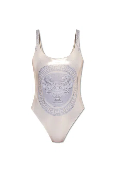 Versace Sleeveless One Piece Swimsuit In White