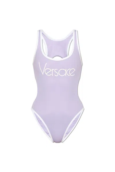 Versace Sleeveless One Piece Swimsuit In Purple