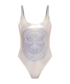 Versace Statue Print Swimsuit In White
