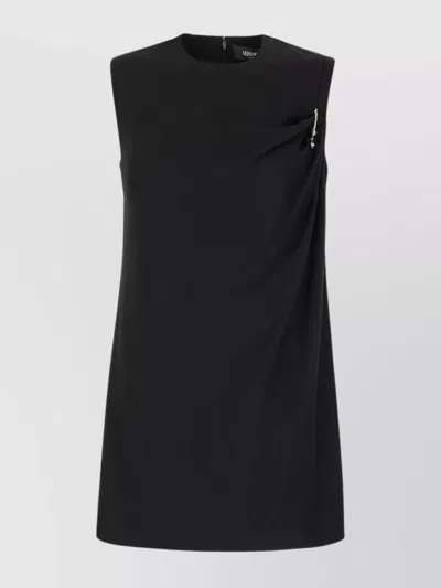 Versace Mini Dress In Satin With Safety Pin Dresses Black