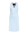 Versace Light Blue Midi Dress With V-neck And Medusa Plaque On The Back In Viscose For Women In Blue