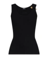Versace Safety Pin Ribbed Tank Top In Burgundy