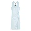 Versace Light Blue Midi Dress With V-neck And Medusa Plaque On The Back In Viscose For Women In Blue