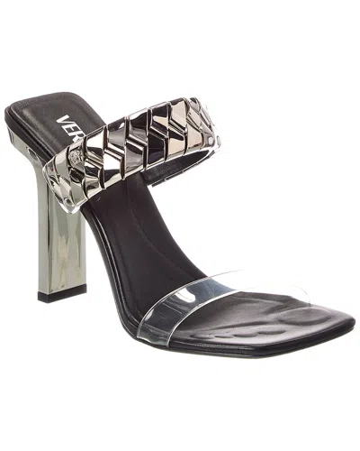 Versace Slice Leather & Vinyl Mule In Black