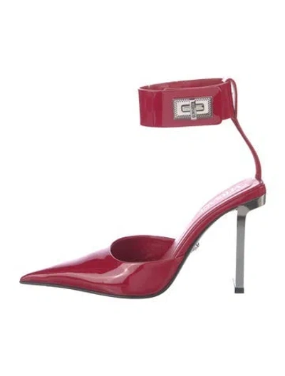 Pre-owned Versace Slice Patent Leather D'orsay Pumps In Pink