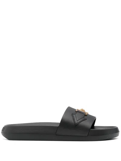Versace Slide Sandal In Black