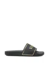 Versace Black Sandals With Logo Printed On The Front In Black