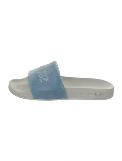 Pre-owned Versace Slides In Blue