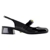 Versace Black Ballerina Shoes With Heel And Medusa Detail On The Front In Shiny Leather Woman In Black