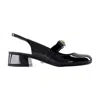 Versace Black Ballerina Shoes With Heel And Medusa Detail On The Front In Shiny Leather Woman
