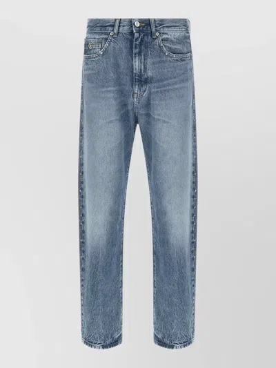 Versace Slim Jeans Trousers Belt Loops Studded Design In Multi