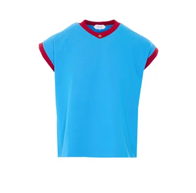 Versace Medusa Cotton-blend Jersey T-shirt In Blue