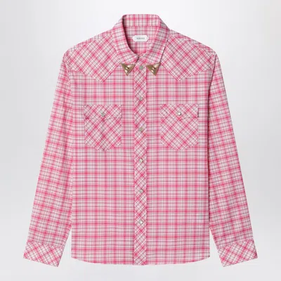 Versace Slim-fit Cotton Poplin Check Shirt In Animal Print
