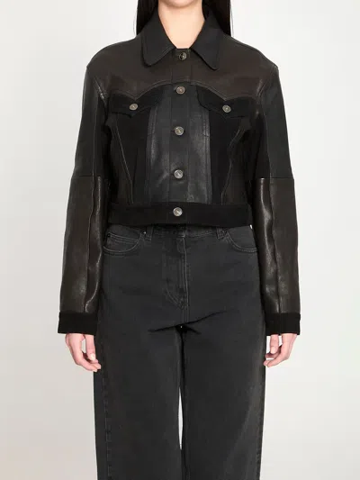 Versace Slim-fit Leather Blouson In Brown