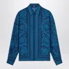 Versace Informal Shirt Silk Twill Fabric Barocco 92 Print Shirts Blue
