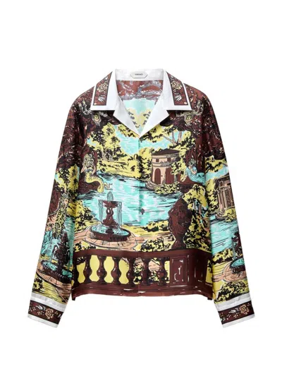 Versace Slim-fit Printed Silk Twill Shirt In Multi