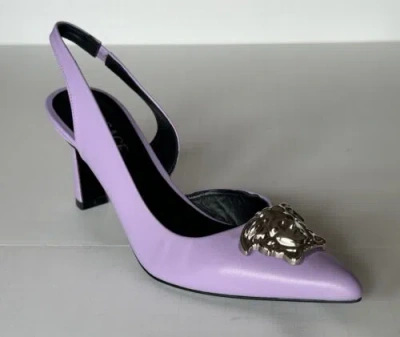 Pre-owned Versace Sling Back Women‘s Leather Pump Shoes Baby Violet 8 Us 1009701 $1050 In Purple