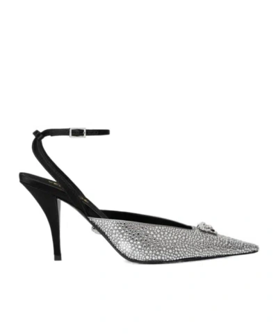 Versace Slingback High Heel Sandals In Black