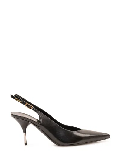 Versace Slingback T.80 Lethe Heels In Black