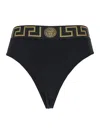 Versace Bikini Bottom Brazilian Brief Lycra Vita Recycled Black 3 In Nero