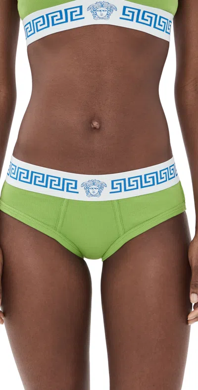 Versace Slip Bio Cotton Rib Panties Bright Green