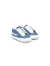 Versace Slip-on Denim Sneakers In Blue