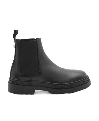 VERSACE SLIP-ON LEATHER ANKLE BOOTS