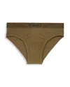 Versace Slip Ribbed Briefs In Dark Olive