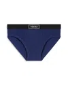 Versace Slip Ribbed Briefs In Ink Blue