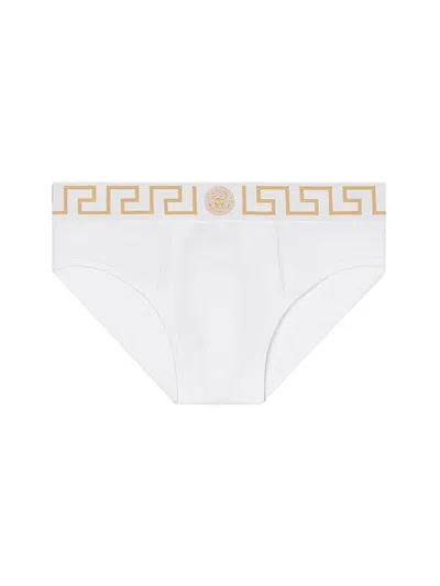 Versace Slip With Greek In White