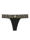 Versace Thong With Greek Edge In Black