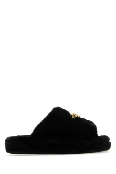 Versace Black Medusa Slippers In Z1008