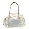 VERSACE /SLIVER PATENT LEATHER AND METALLIC MESH CHAIN LINK SATCHEL