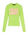 Versace Slogan-print Long-sleeve T-shirt In Green