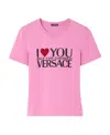 Versace Brand-print Slim-fit Stretch-jersey T-shirt In Pink