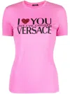 Versace Brand-print Slim-fit Stretch-jersey T-shirt In Rosa