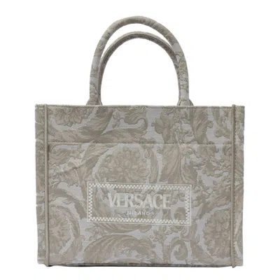 Versace Small Athena Barocco Shopper In Beige