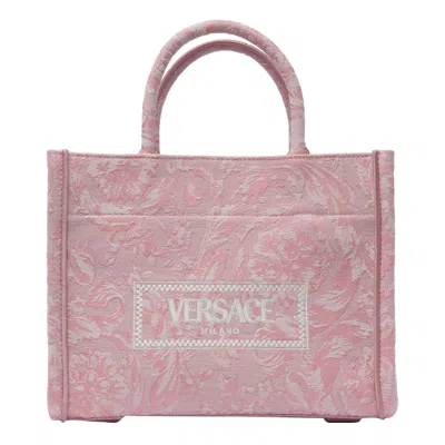 Versace Small Athena Barocco Shopper In Pink