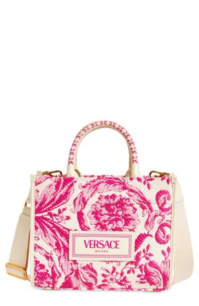 Versace Small Barocco Raffia Tote