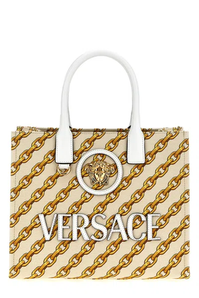 Versace Small 'chain Stripes La Medusa' Shopping Bag