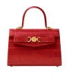 Versace Small Crocodile-embossed Top-handle Bag In Red