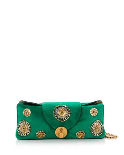 Versace Small Embellished Suede Clutch In Multi