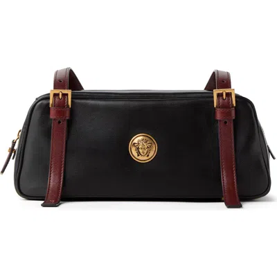 VERSACE VERSACE SMALL EMBLÈME MEDUSA LEATHER BOWLING BAG