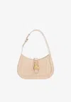 Versace Small Greca Goddess Hobo Bag In Calf Leather In Beige
