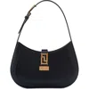 Versace Greca Goddess Leather Shoulder Bag In Black/ Gold