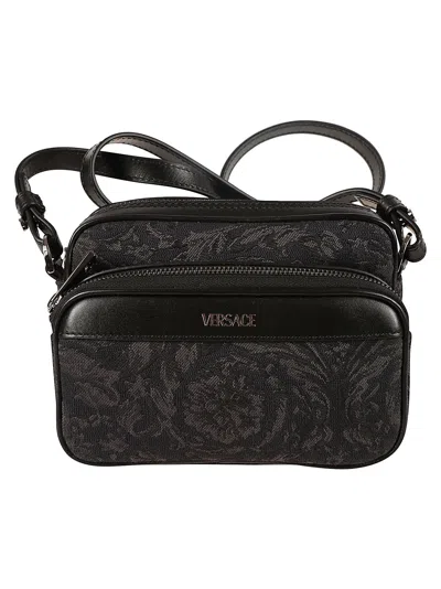 VERSACE SMALL JACQUARD CROSSBODY BAG