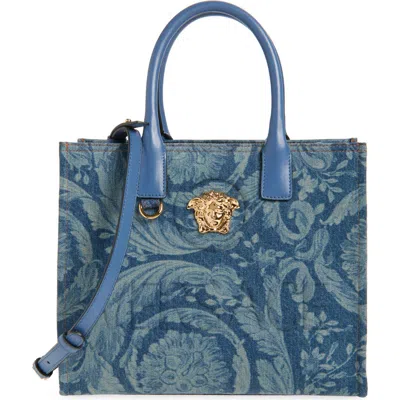 Versace Small La Medusa Barroco Denim Tote