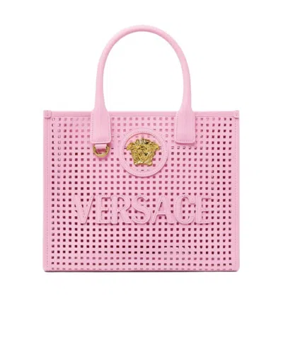 Versace Small La Medusa Laser-cut Tote Bag In Pink
