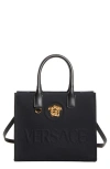 Versace Small Medusa Canvas Tote Bag In Black