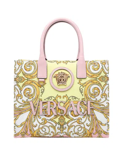 Versace Small La Medusa Printed Shopping Bag In Multi